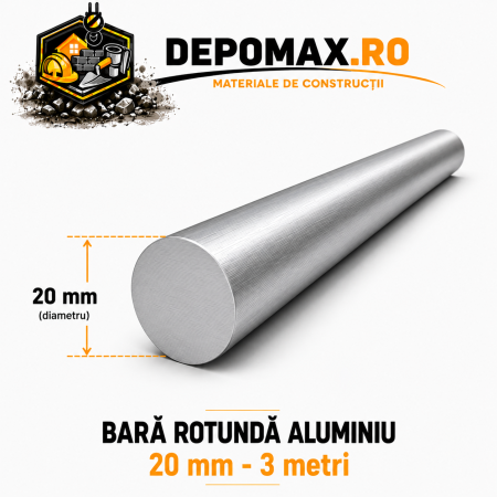 Bara rotunda aluminiu 20 mm, 3 metri, EN AW-6082
